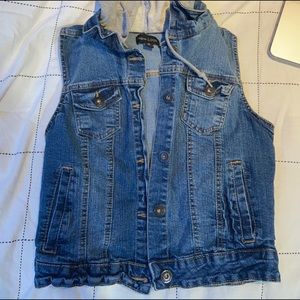 hooded denim vest